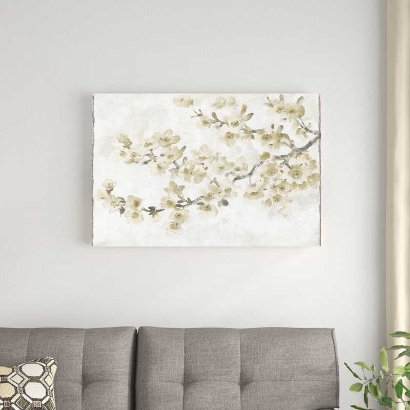 «Neutral Cherry Blossom Composition I» par Timothy O 'Toole - peinture sur toile tendue, H 24 po x l 36 po