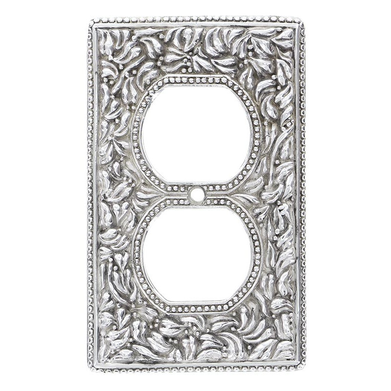 San Michele 1-Gang Duplex Outlet Wall Plate, Polished Silver