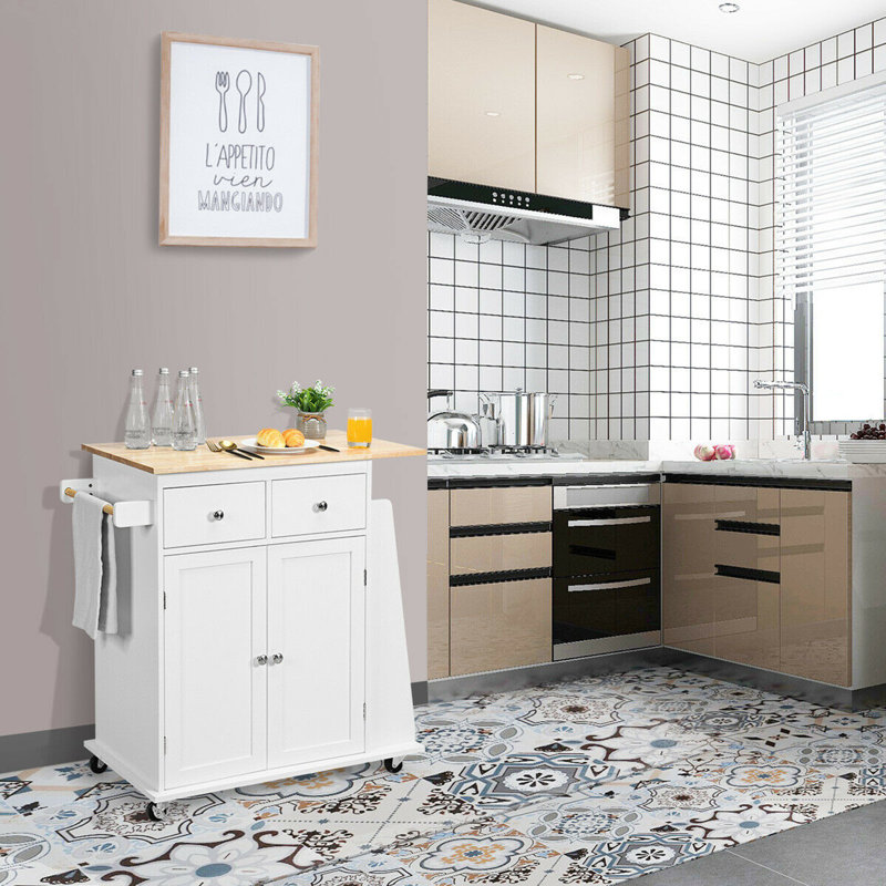 Dyako Wood Kitchen Island, White
