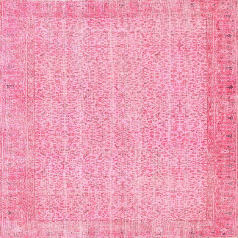 Tapis contemporain rose, Carré 8 pi