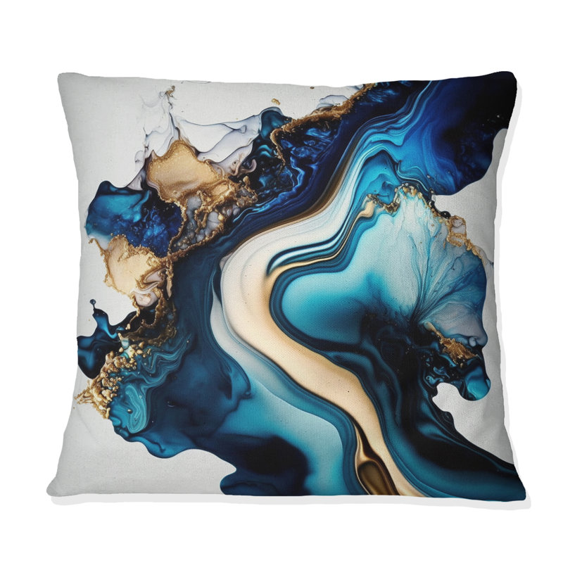 Coussin décoratif abstrait en marbre Geode Blue II - Abstract Marble