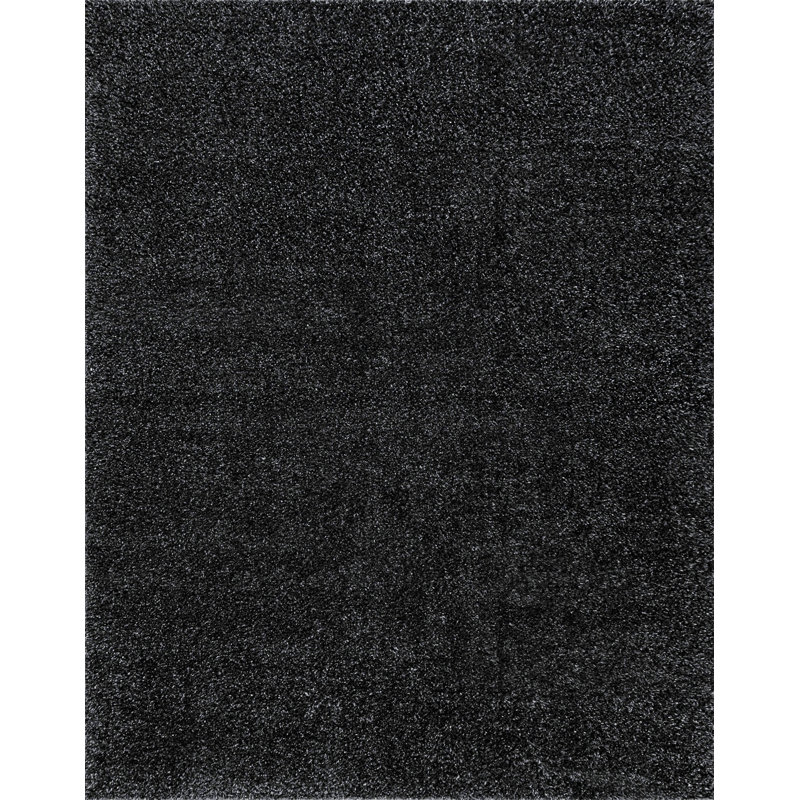 Tapis gris foncé à longs poils Delju, Rectangle 3 pi 3 po x 5 pi