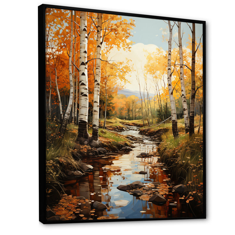 «Chatelau Birch Woods Autumn Whispers III», reproduction sur toile, H 32 po x l 24 po x P 1 po, Cadre flottant noir