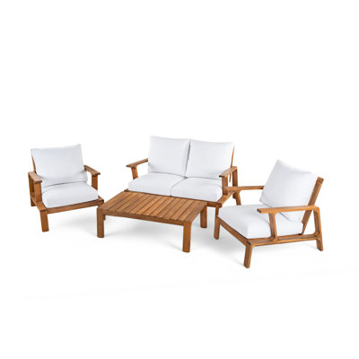 Durable Teak Patio Sofas Set, Contemporary Acacia Wood Furniture For Gardens And Balconies