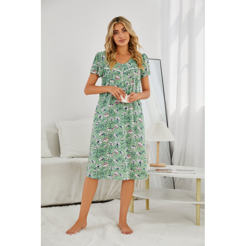 Peignoir fille avec poches mi-mollet, Vert, TTG