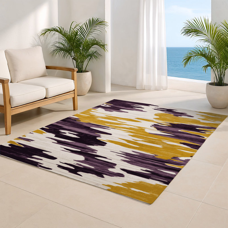 Tapis intérieur et extérieur beige Watercolor, Rectangle 5 pi x 7 pi