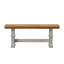 Ensemble de salle à manger Sloan 78 po en bois massif fini chêne avec chaises à dossier à fuseaux - 6 pièces, table à base vert sauge antique, chaises et banc à base blanc antique-1518945087-1518945086