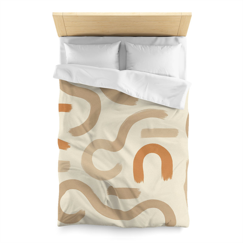 Microfiber Duvet Cover Boho Style, Design 73, White, Twin Duvet Cover