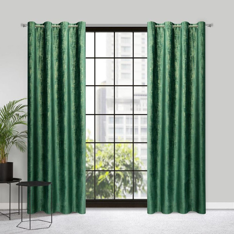 Marsala Blackout Single Curtain, Dark Green