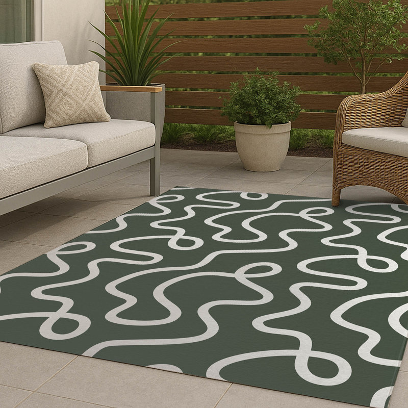 Tapis d'extérieur antidérapant Squig, Rectangle 5 pi x 7 pi