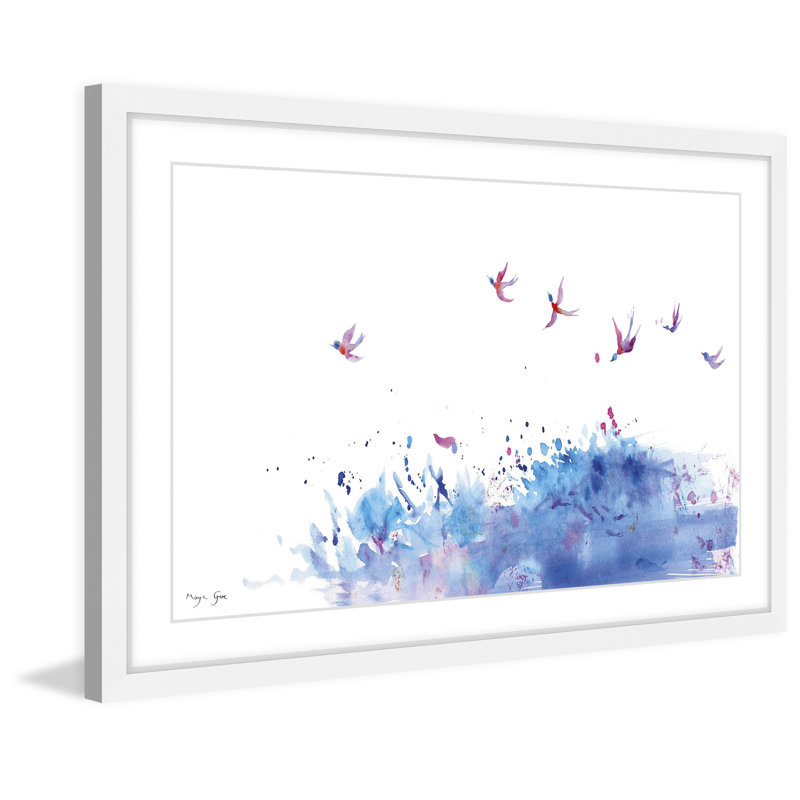 « oiseaux flying over sea » par maya gur, reproduction d’art encadrée, H 16 po x l 24 po x P 1,5 po