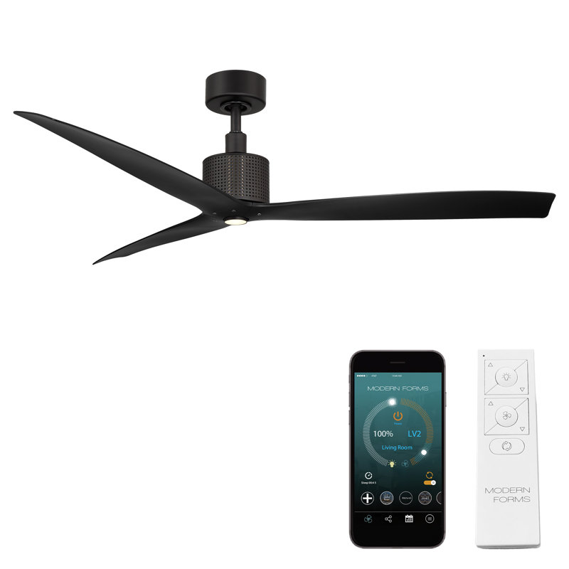 Spinster 3-Blade Smart Ceiling Fan, Matte Black
