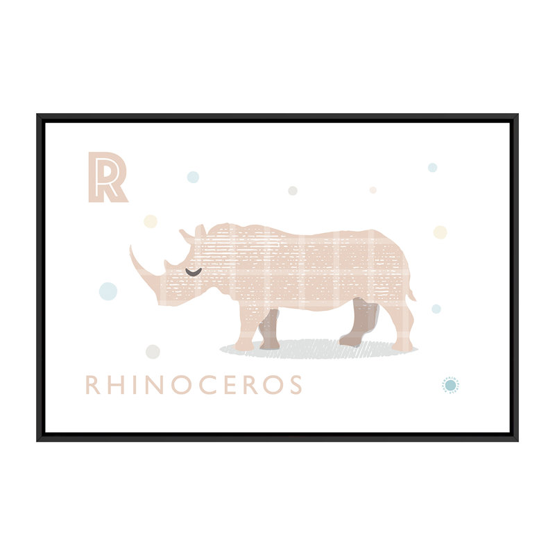 Rhino - imprimé, Pas de tapis, H 40 po x l 60 po x 1,5 po, Toile avec cadre noir