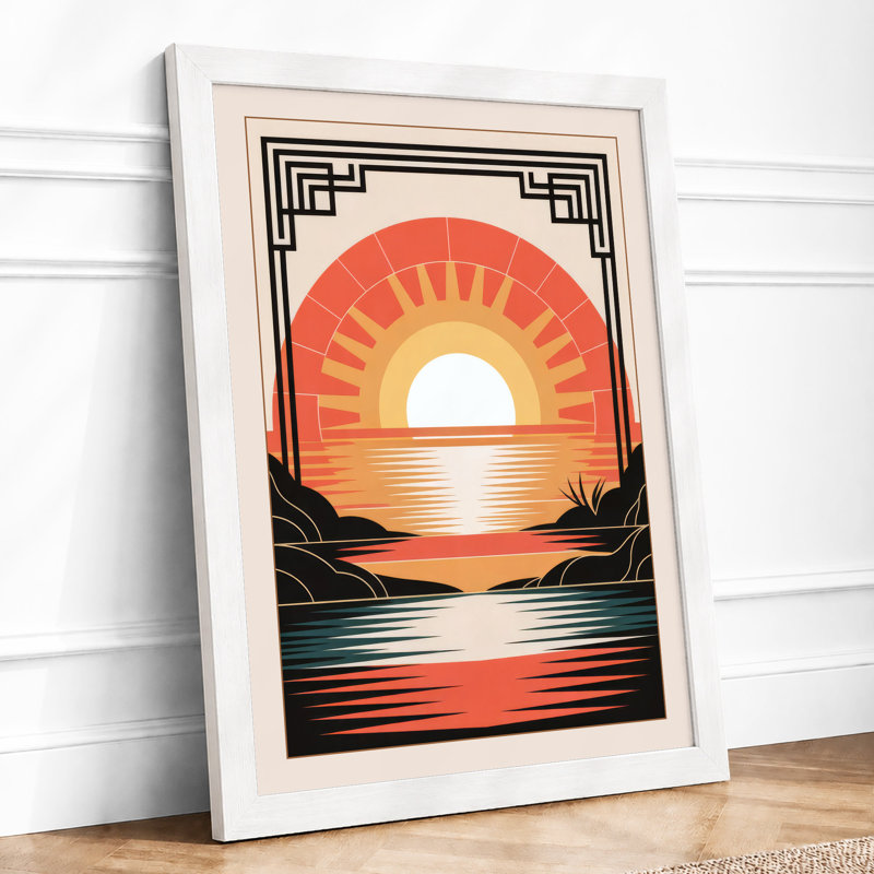 Desert Sunset Reflection Art Deco - Print, A1 - 84.1 x 59.4 cm, White