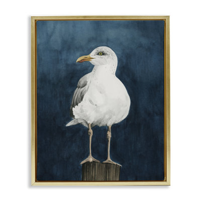 Perched Coastal Bird Framed Floater Canvas Wall Art by Grace Popp