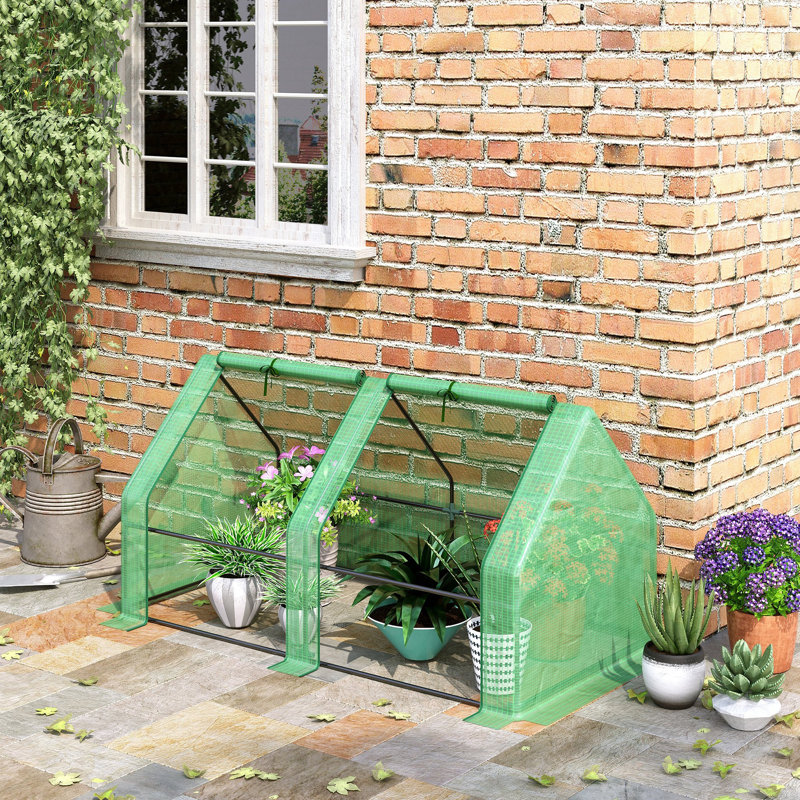 Outsunny 6' X 3' X 3' Portable Mini Greenhouse Outdoor Garden With Large Zipper Doors And Water/UV PE Cover, Green