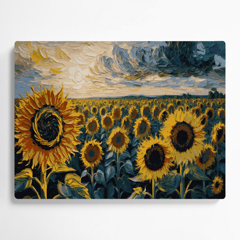 Ferme, tournesols, art mural en métal beige, H 11 po x l 14 po