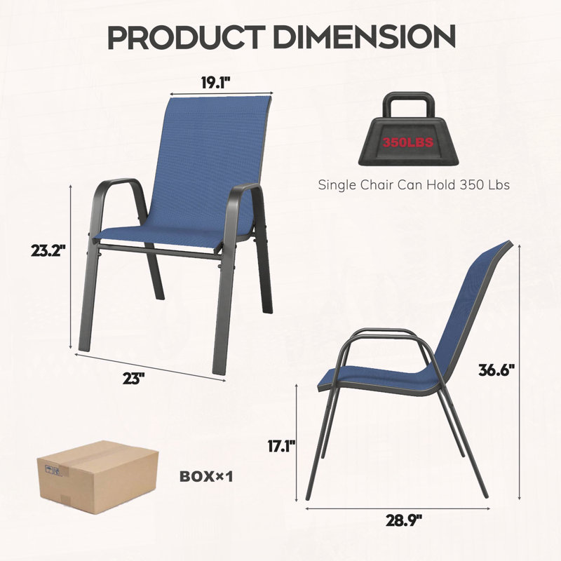 Ensemble de 4 chaises de salle à manger d'extérieur robustes avec siège large ergonomique