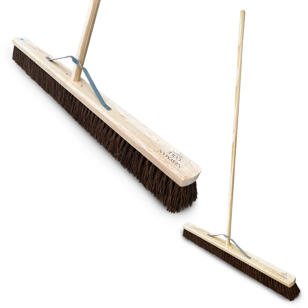 Wooden Garden Sweeping Brush 36 Inch Stiff Bassine Bristle Broom with Metal Stay