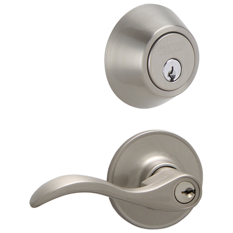 Seville Single Cylinder Entrance Leverset, Satin Nickel