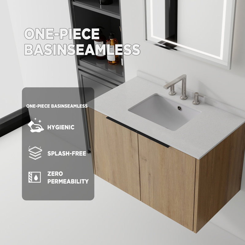 Meuble-lavabo flottant avec lavabo, Sonoma Oak, 36" W