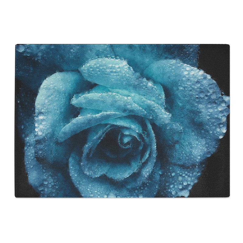 Blue Rose Flower Vol.1 Painting Chopping Board, 0.4cm H x 20cm W x 29cm L