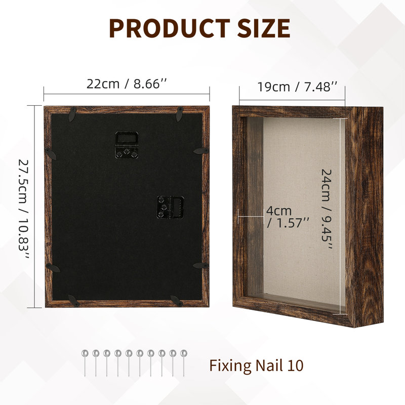 Rustic Shadow Box Picture Frame 8x10, Brown