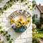 Décoration murale en métal avec arrosoir en forme de tournesol, plaque suspendue rustique peinte à la main avec papillon pour cour de jardin
