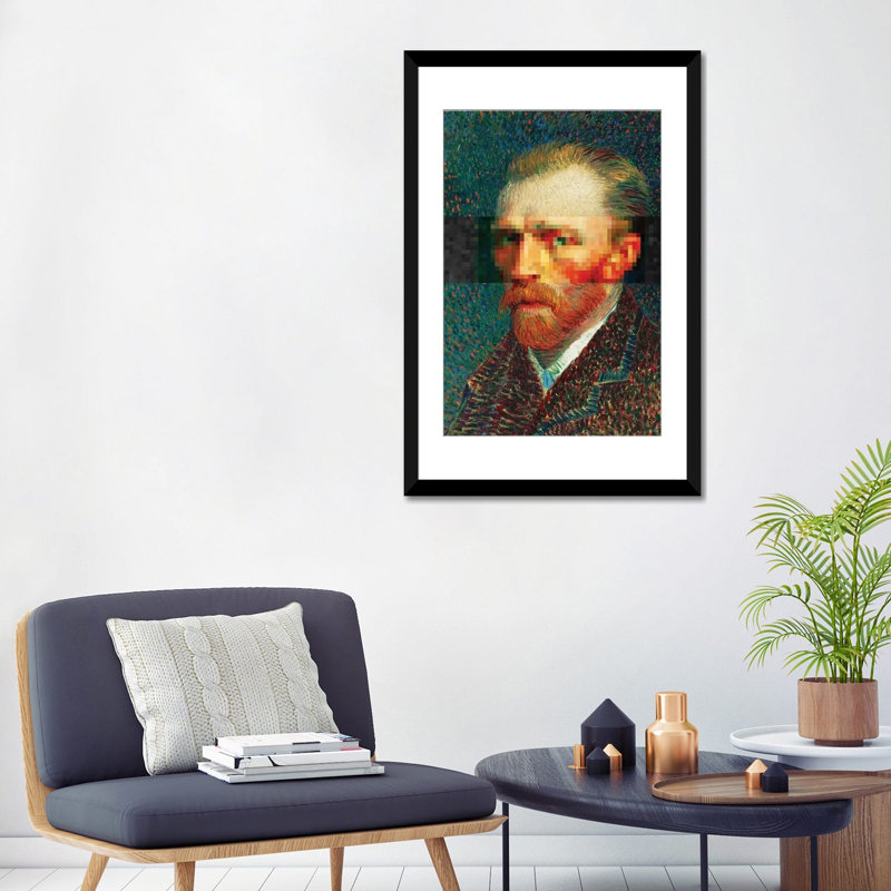 « pix », impression sur toile, Papier d'art encadré noir, H 32 po x l 24 po x P 1 po, Blanc