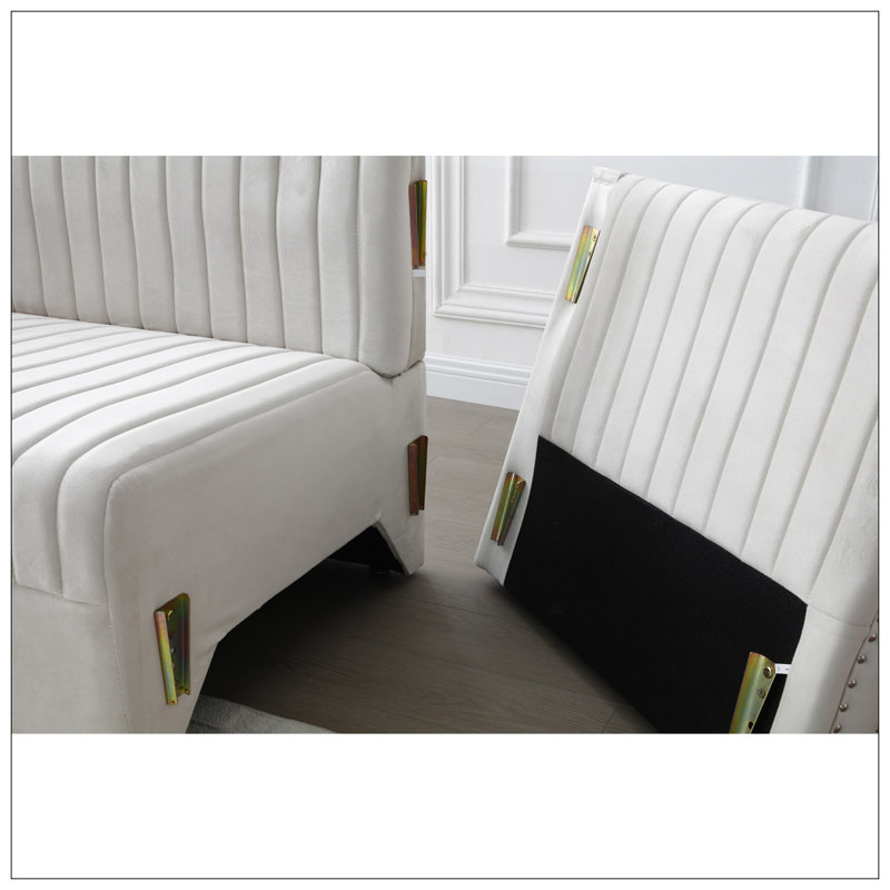 Canapé modulaire rembourré 2 pièces Neelon, canapé modulaire, canapé rembourré, avec repose-pieds et 4 coussins, canapé modulaire, canapé modulaire
