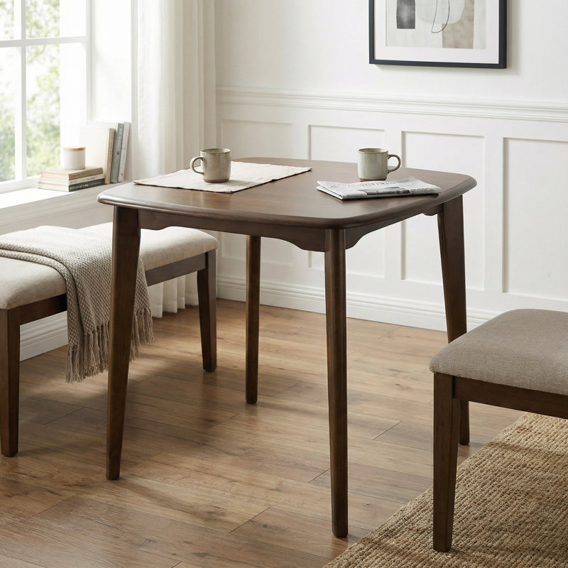 Table à hauteur de comptoir Tamsin Mid-Century moderne en bois d'hévéa avec pieds fuselés pour petits espaces