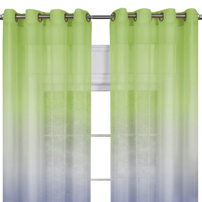 Carlyssia Semi Sheer Curtain Single Panel, 52" W x 63" L, Green/Blue