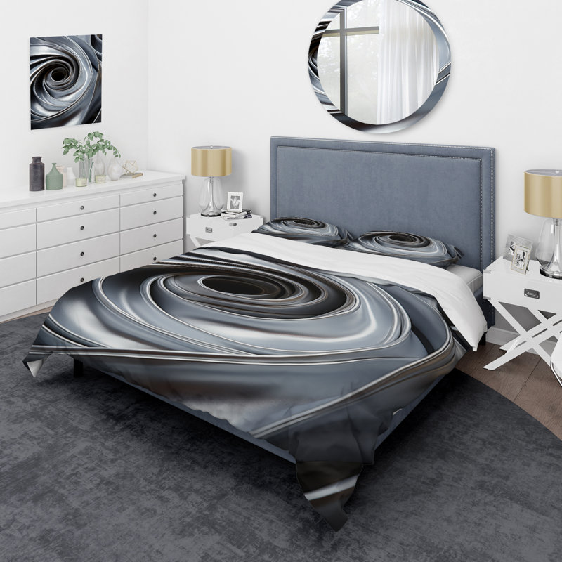 Ensemble de housse de couette Gray Spiraling Abstraction - Abstract Spirals