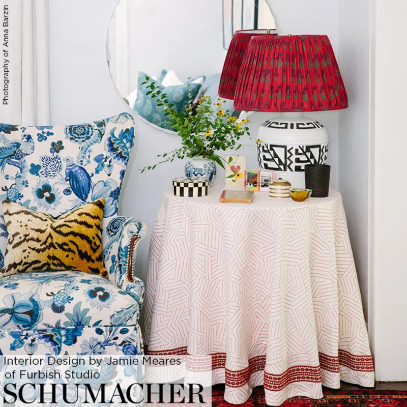 Schumacher x Miles Redd Deconstructed Stripe Fabric, Red