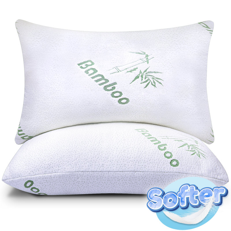 Sleepavo Memory Foam Pillows Queen Size Set of 2 - Cooling Bed Pillows for Sleeping - 2 Pack, Rayon Derived from Bamboo