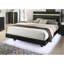 Contemporain, base de lit double, noir, éclairage sous le lit, garniture en acrylique, métal, bois d'ingénierie, preuve, look moderne prêt pour le matelas, or, bois d'hévéa,