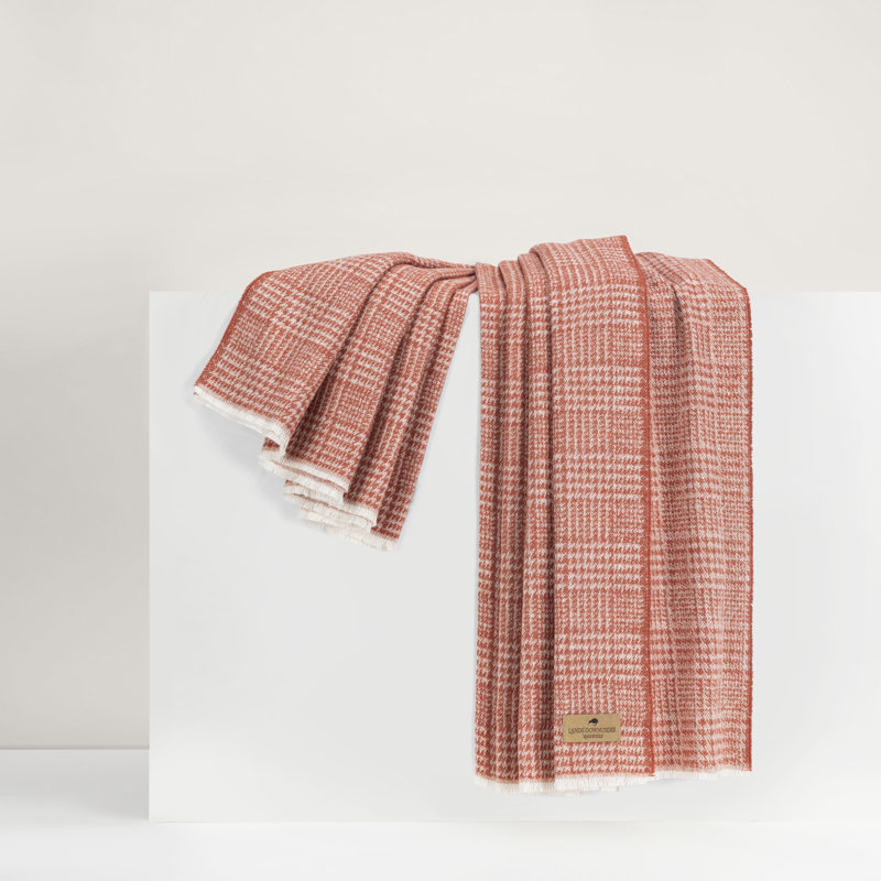 Sutton Plaid Throw,  Spicy Orange Houndstooth