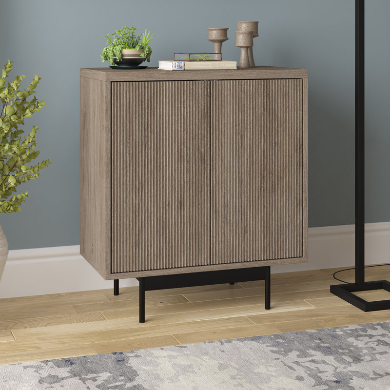 Whitman Manufactured Wood 2-Door Accent Cabinet with Steel Base , Antiqued Gray Oak
