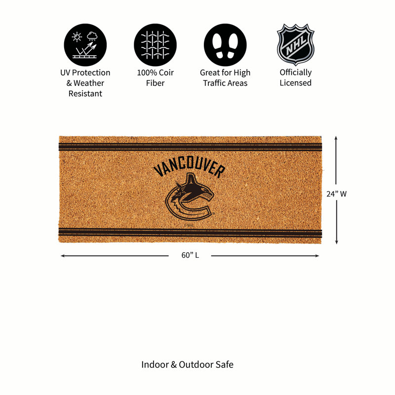Très grand tapis couleur coco Vancouver Canucks, 60 po x 24 po