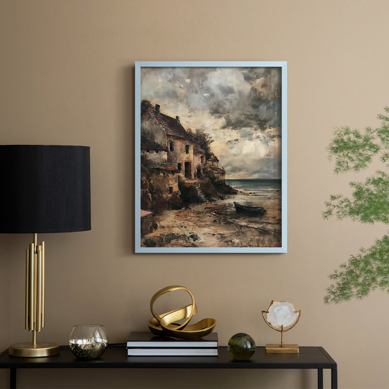LANDSCAPES Series CECII, reproduction encadrée - bois massif, H 15 po x l 12 po, Bleu