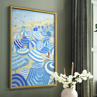 Sky Blue Beach Framed Print - Solid Wood