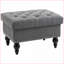 Ottoman, 25" with Storage, Removable Lid, Button-Tufted Slate Gray, Rubberwood Legs, Living Room Footrest/Seat | Wood | Slate Gray