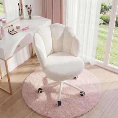 Petal Swivel Task Chair with Tufted Back – Adjustable Height Make-Up Chair for Vanity & Office