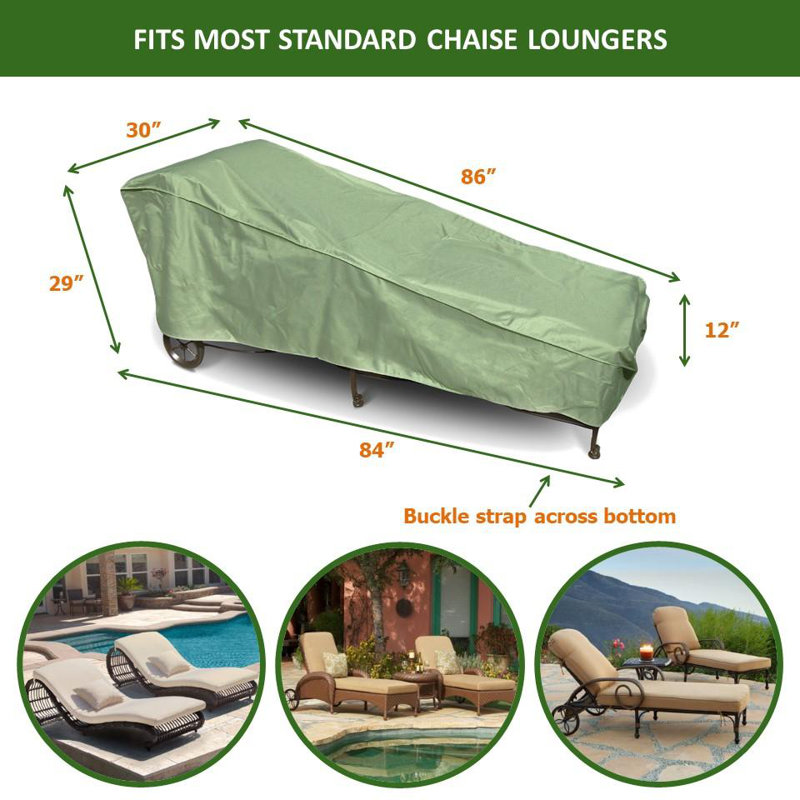Patio Chaise Lounge Cover 84"L X 30"W X 29"H Aspen Green