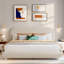 Lit plateforme tapissier avec tissu épais et design élégant en forme de courbe-1881586090