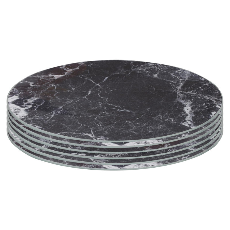 Harbour Housewares - Round Glass Placemats, Black