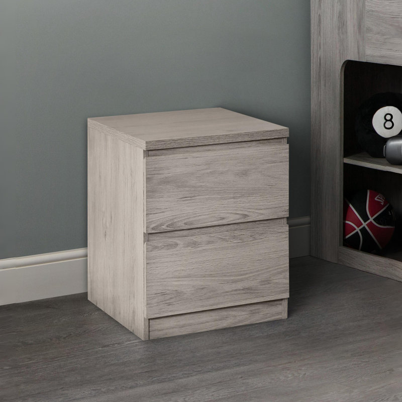 Binne 45cm W Manufactured Wood Bedside Table, Grey 