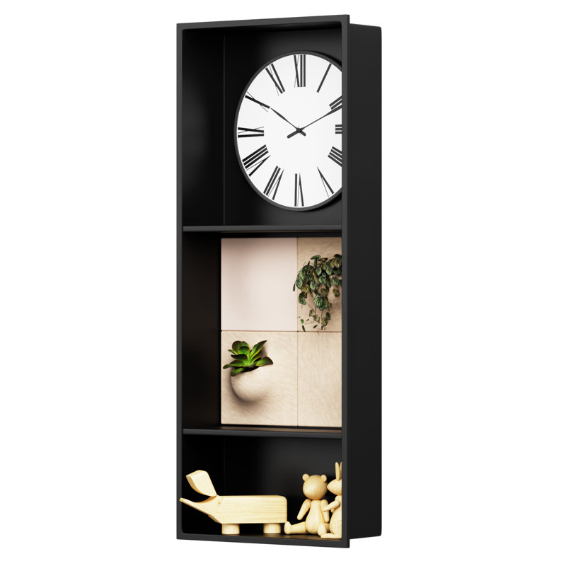 13 In. W X 31 In. H X 4 In. D Bathroom Shower Niche Double Shelf Niche Over Mount Installation, Matte Black