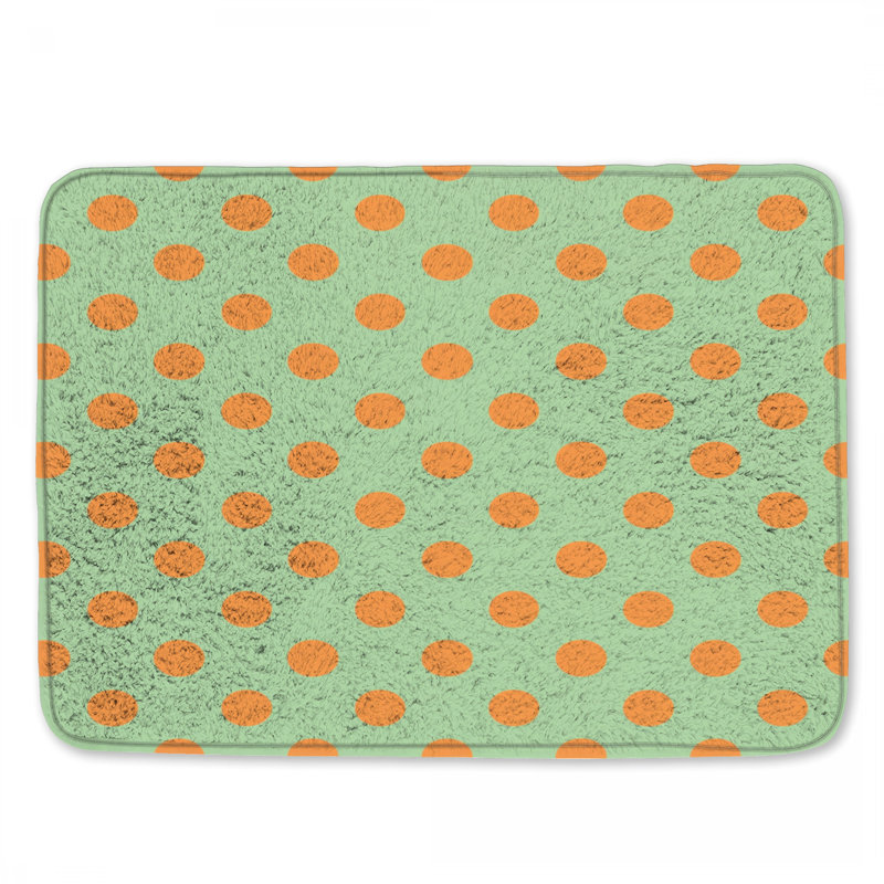 Tapis de bain orange à pois, 34in W x 21in L