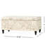 Banc de rangement beige, revêtement en lin, structure en bois, finition, design moderne avec housse, option décontractée et assise